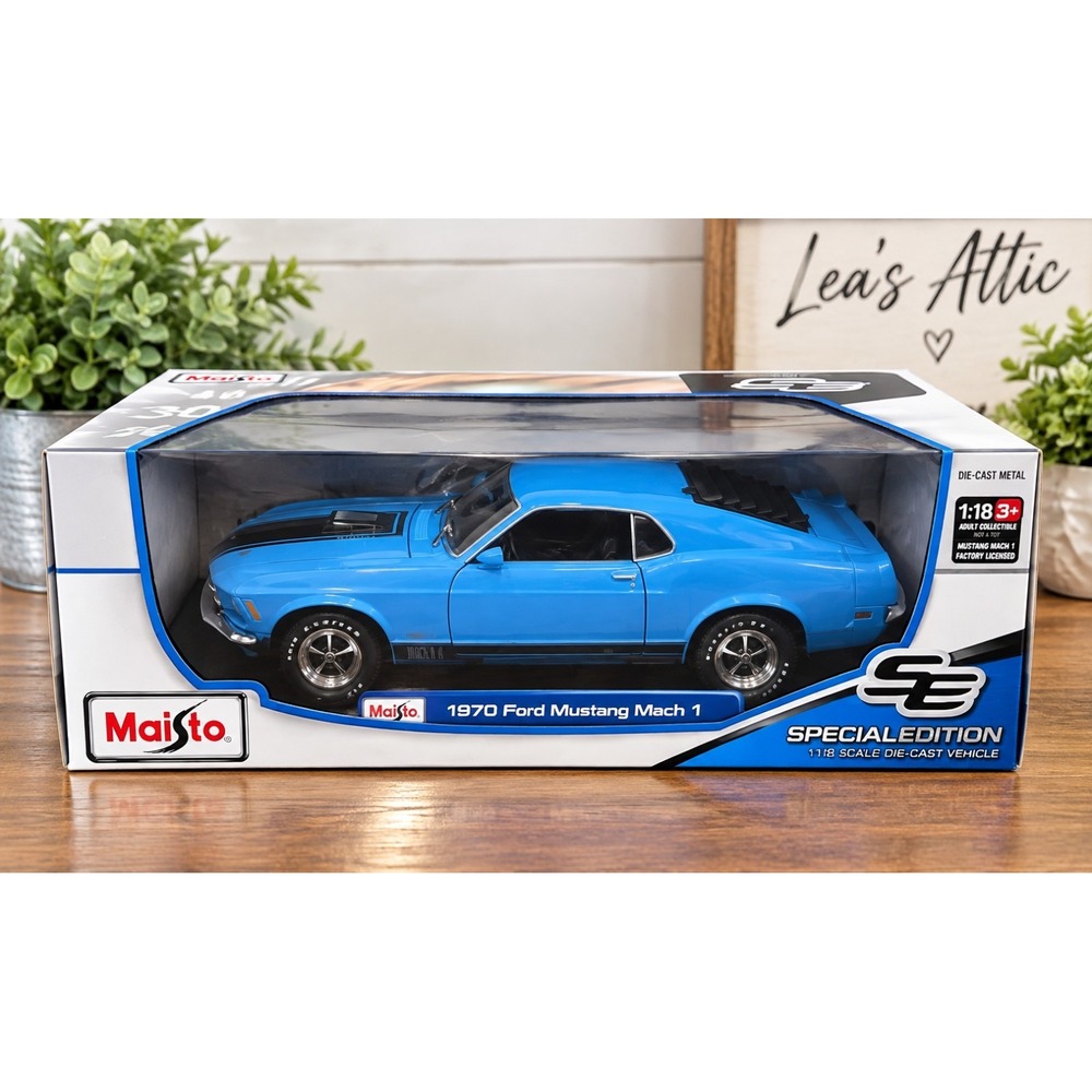 Maisto 1970 Ford Mustang Mach 1 1:18 Diecast Blue Special Edition Muscle Car NIB